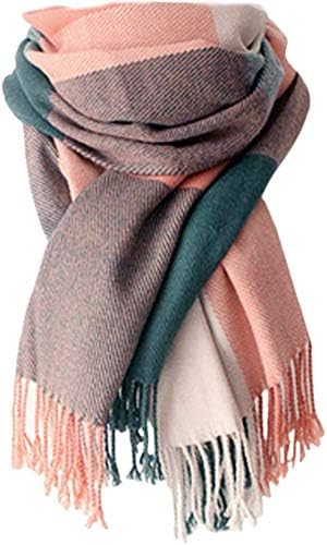 YSense Wear Women's Long Plaid Blanket Chunky Oversized Winter/Fall Warm Scarf Big Tartan Scarves Wrap Shawl